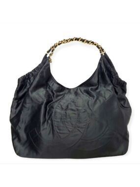 Chanel Black Satin Maxi Hobo Bag